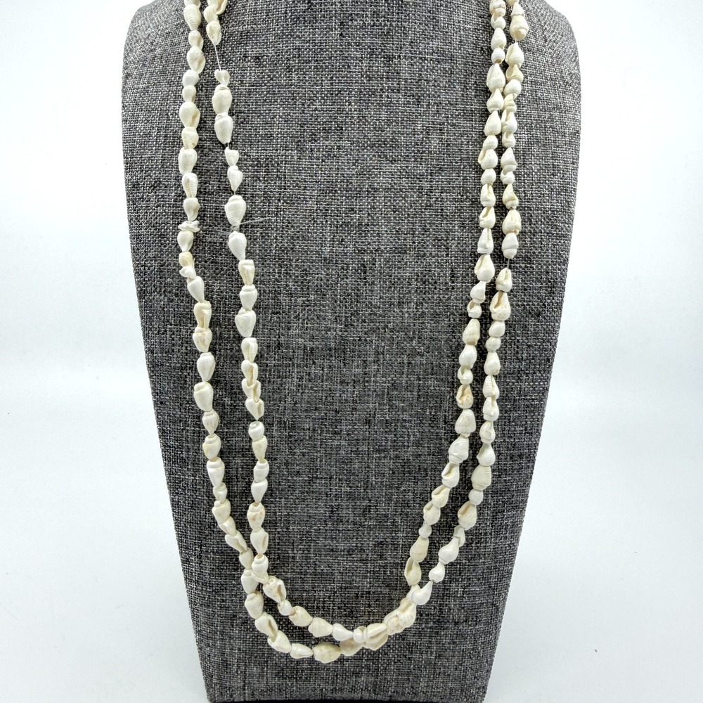 Natural White Seashell Layering Necklace Boho Beach Coastal Festival Style Gift